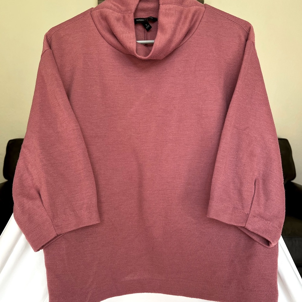 Rose cowl neck elbow length sweater